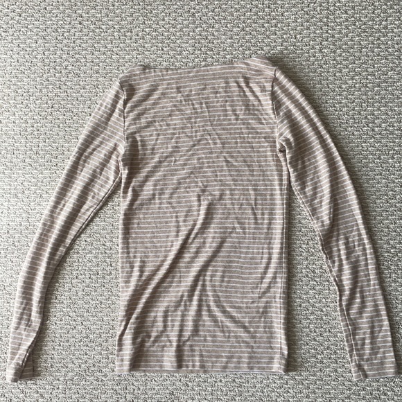 Gap Tan/ White Striped Boat Neck Long Sleeve Top - Picture 3 of 5